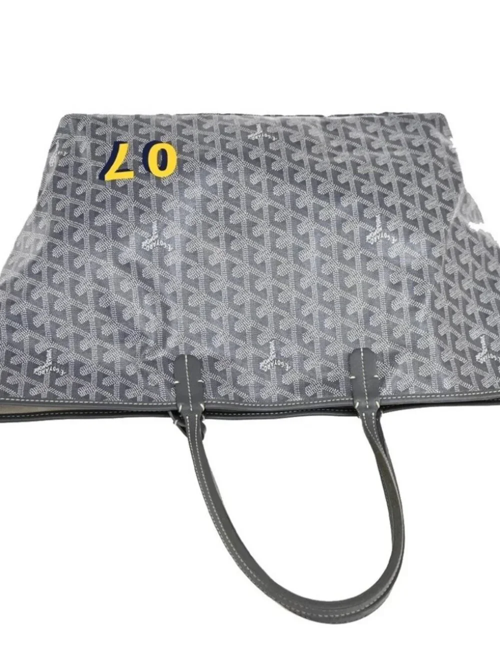GOYARD Saint Louis PM Marquage Shoulder Tote Bag Pouch Gray Canvas